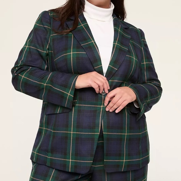 LANE BRYANT Perfect Drape One Button Blazer Holiday Plaid Jacket Womens Sz 20 - Picture 1 of 13
